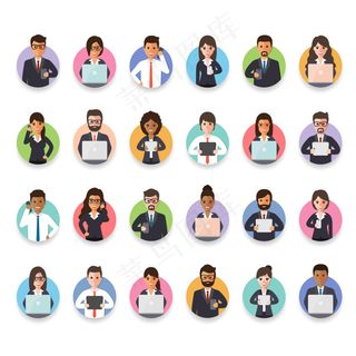 卡通人物扁平化可爱各种职业矢量素材