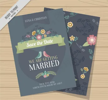 复古花卉婚礼邀请