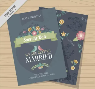 复古花卉婚礼邀请