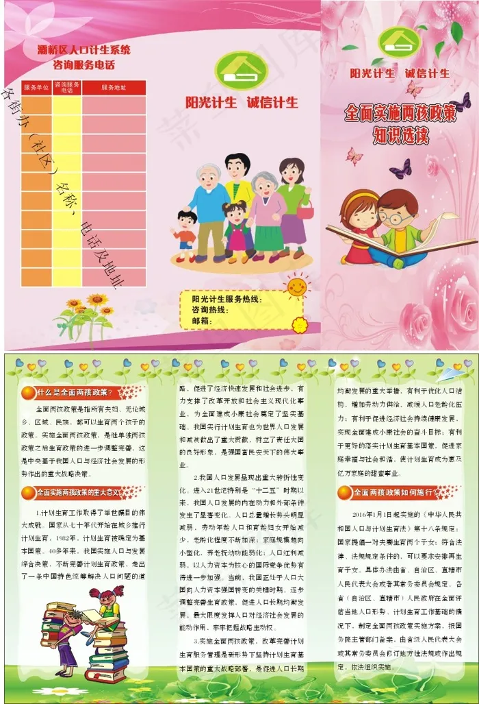 全面实施两孩政策三折页cdr矢量模版下载