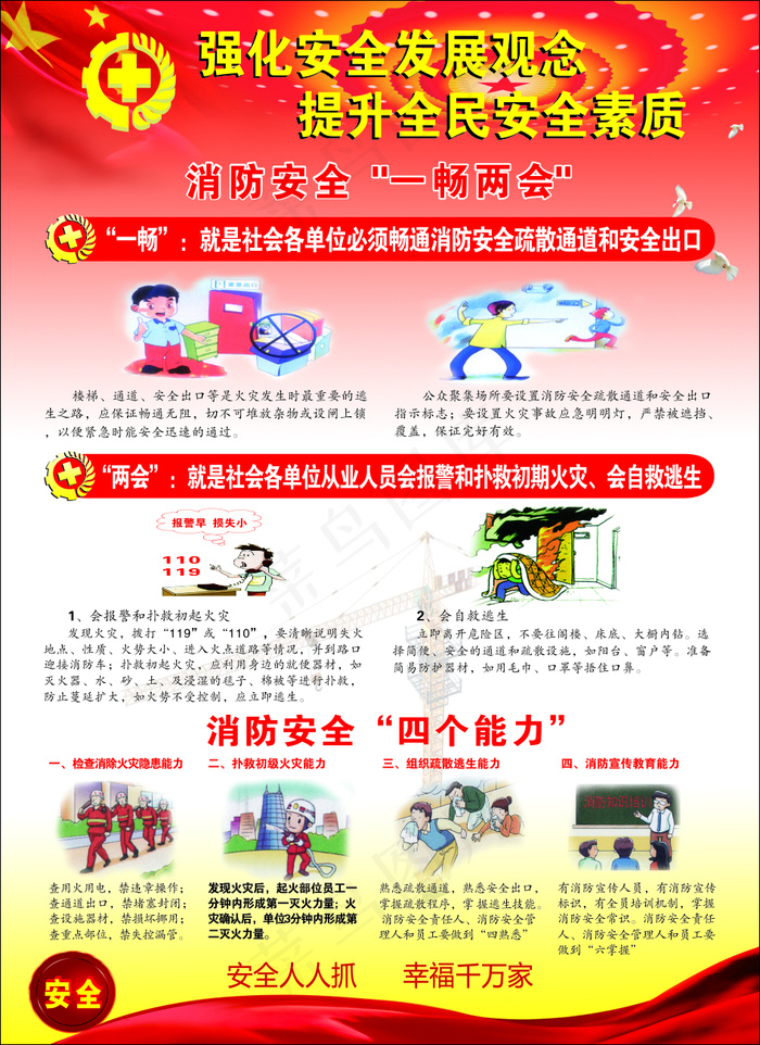 消防安全“一畅两会”(210X297)cdr矢量模版下载