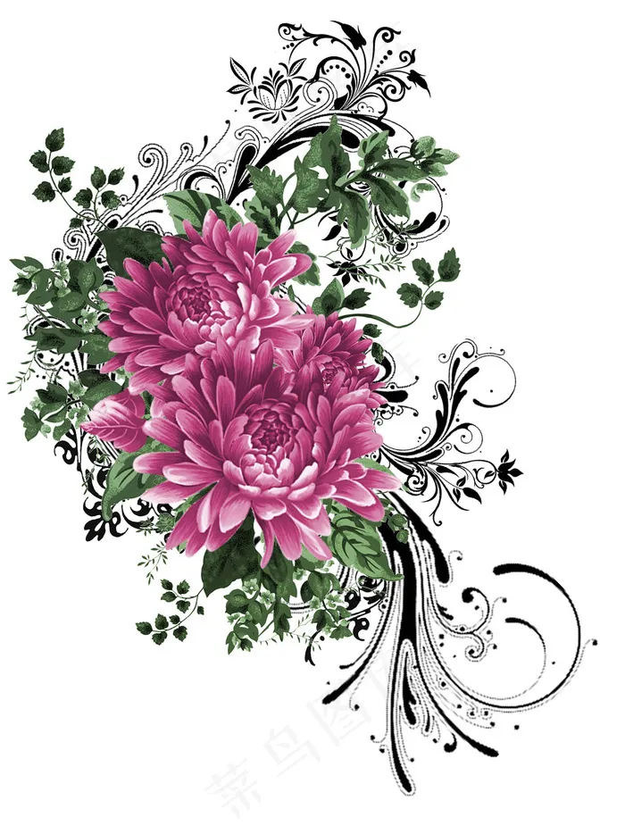 时尚手绘花纹psd素材3psd模版下载