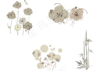 手绘风格淡雅花纹装饰