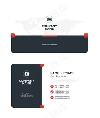 黑红简约名片商务通用名片企业名片模...