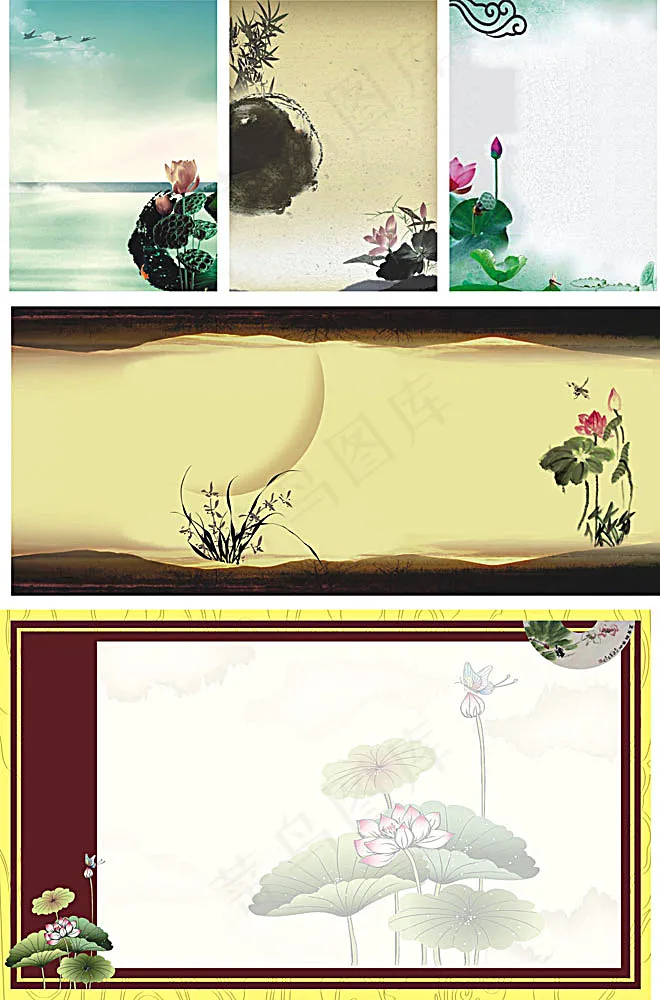 水墨画展板背景cdr矢量模版下载