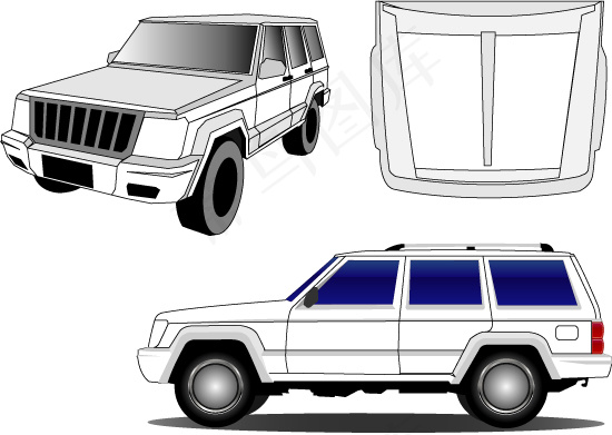 越野吉普车设计矢量图 AI