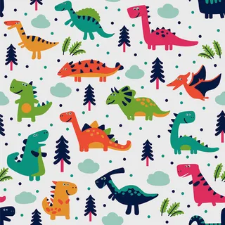 卡通可爱北欧童话梦幻儿童动物无缝平铺背景头像印刷矢量图片素材