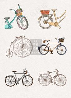 文艺手绘自行车装饰图案