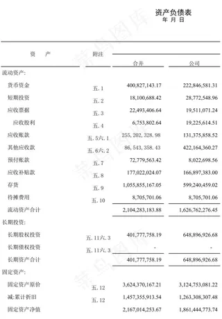 资产负债表模板