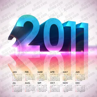 2011年时尚炫彩年历矢量素材