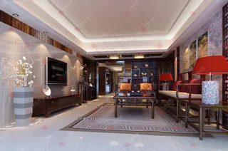中式客厅效果图图片
