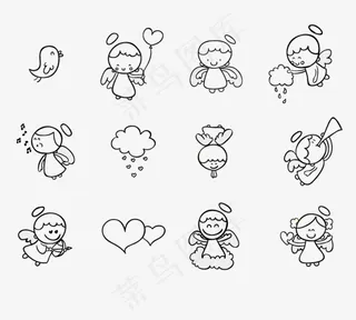 9款可爱天使图标矢量素材
