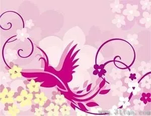 粉色背景,凤凰花纹