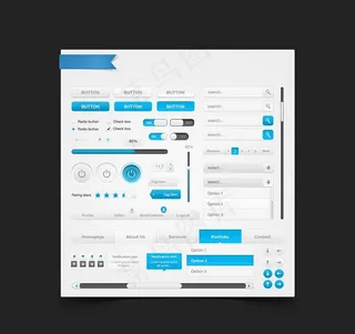 web蓝灰系网页元素psd