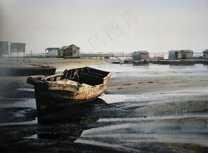 海滩斜阳图片