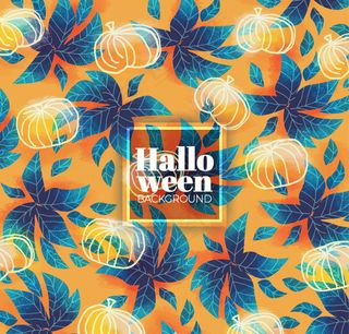 老式背景万圣节南瓜素描