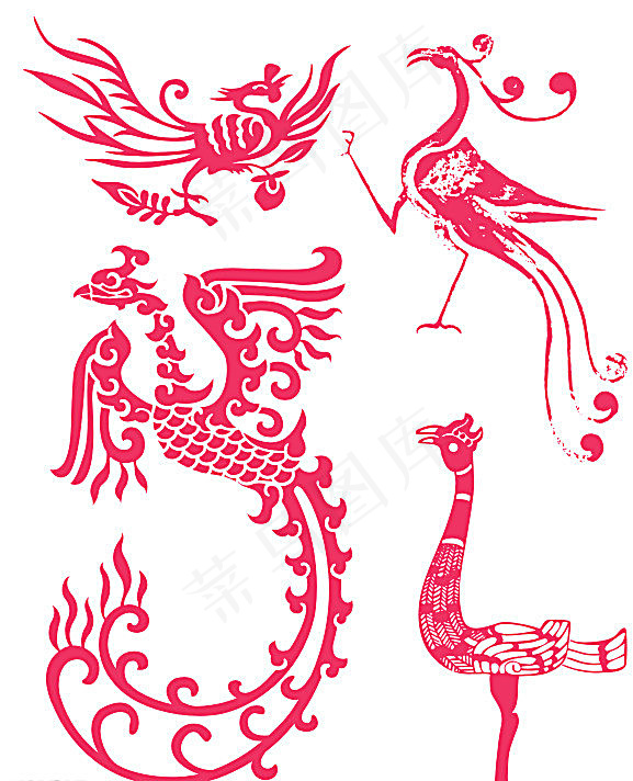 民族特色凤凰龙凤剪纸图片