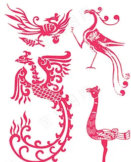 民族特色凤凰龙凤剪纸图片