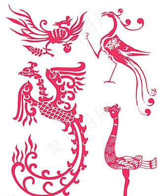 民族特色凤凰龙凤剪纸图片