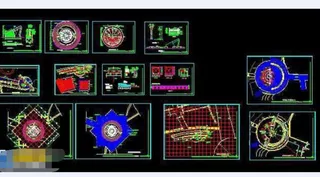 带雕塑城市广场cad建筑规划施工图...