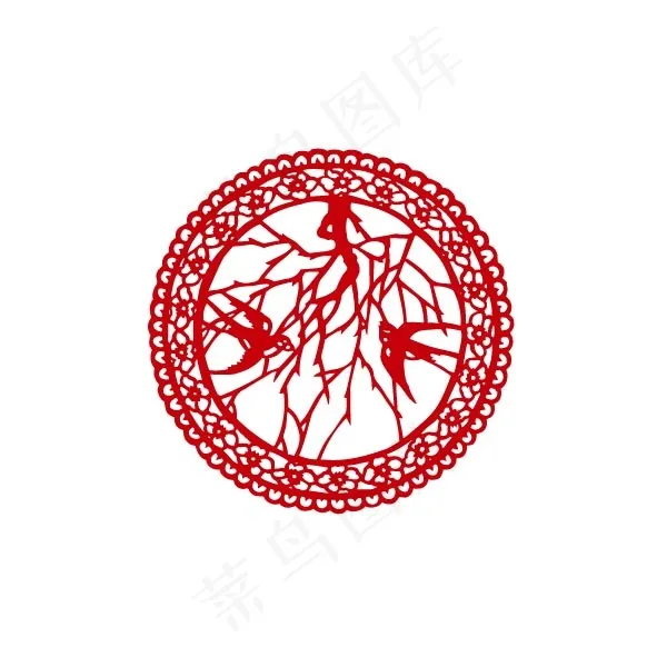 中国剪纸燕子ai矢量模版下载