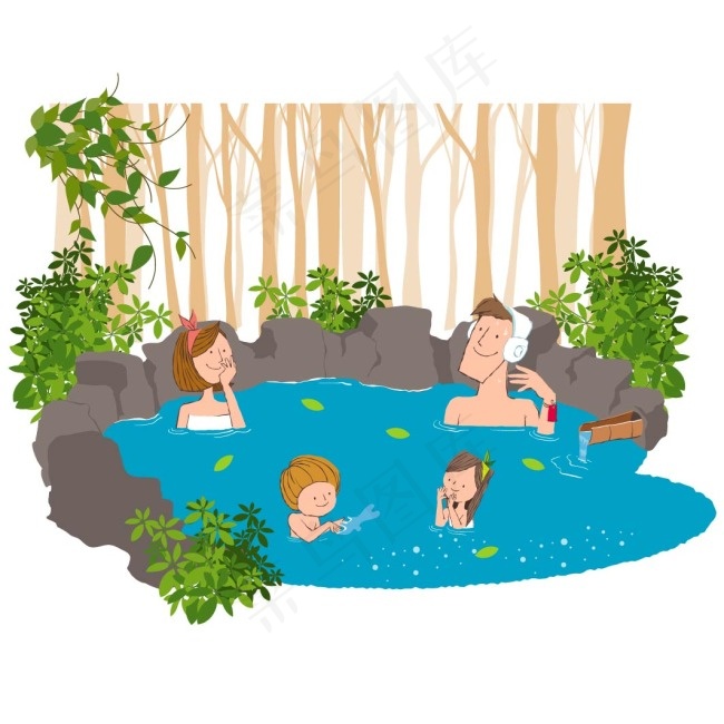 泡温泉的人ai矢量模版下载