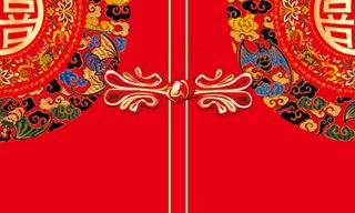 中式婚礼喷绘背景