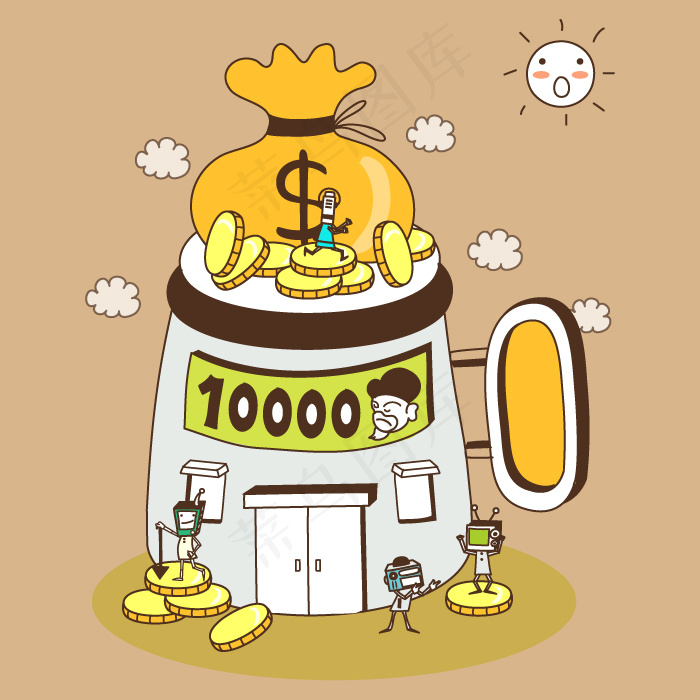 印花矢量图 T恤图案 卡通形象 人...
