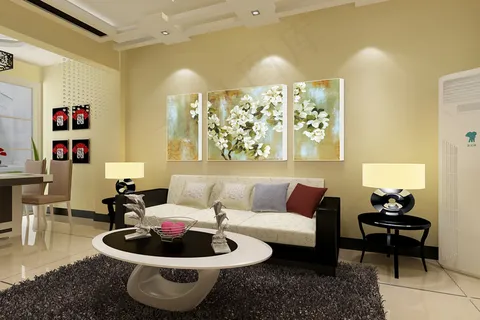 简约典雅时尚室内客厅效果图