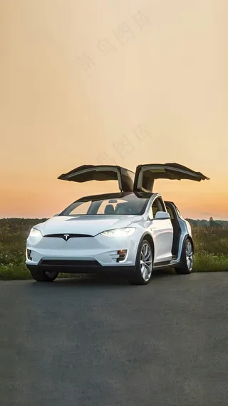 白色电动汽车高清摄影图片