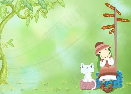 女孩坐在行李箱