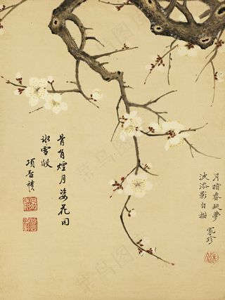 中国风国画诗词花卉电表箱装饰画2