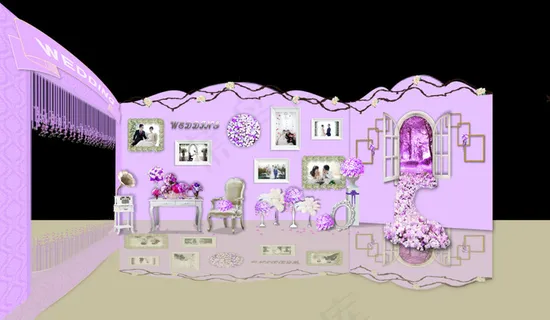 紫色婚礼迎宾效果图