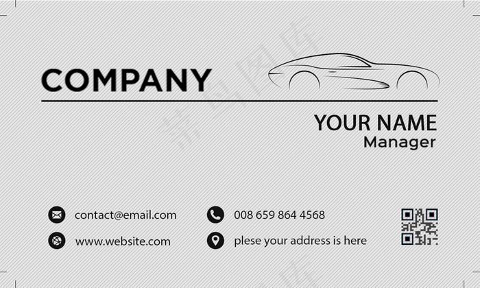 灰色暗纹汽车行业时尚简洁名片PSD...