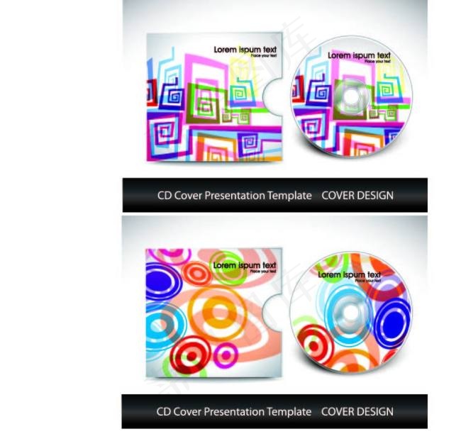 炫彩图案CD外包装设计矢量素材eps,ai矢量模版下载