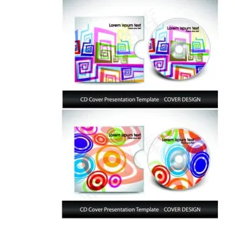 炫彩图案CD外包装设计矢量素材