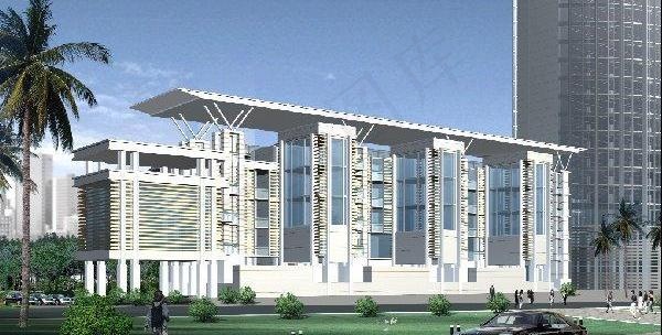 某学校教学楼建筑效果图PSD格式