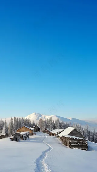 被雪覆盖的房屋高清摄影图片