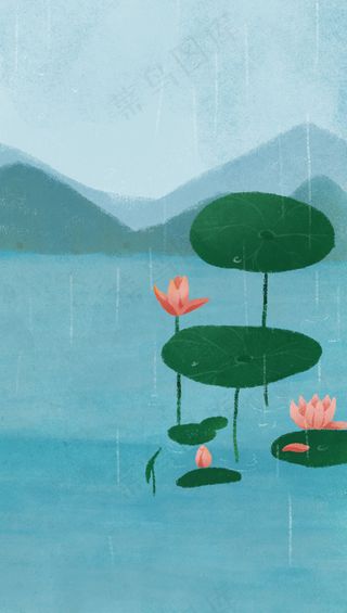 青山绿水荷叶荷花