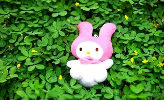 草地上的玩具兔图片