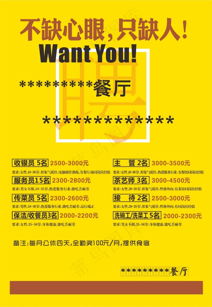 餐厅招聘海报
