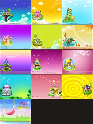 童话故事卡通台历模板