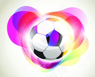 足球与幻彩潮流背景矢量素材