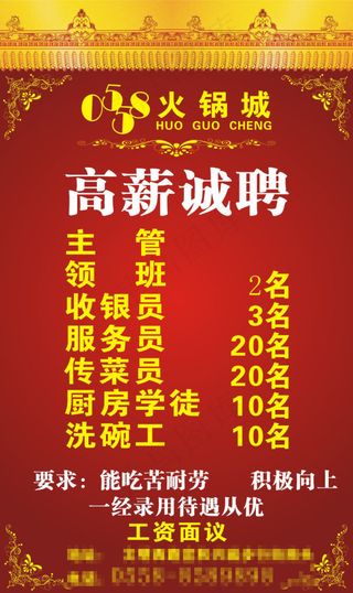 火锅城招聘