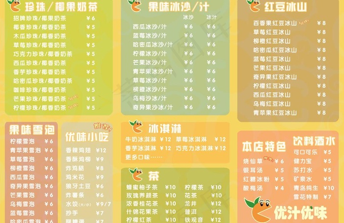 奶茶店价目表图片psd模版下载