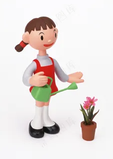 浇花的小女孩图片