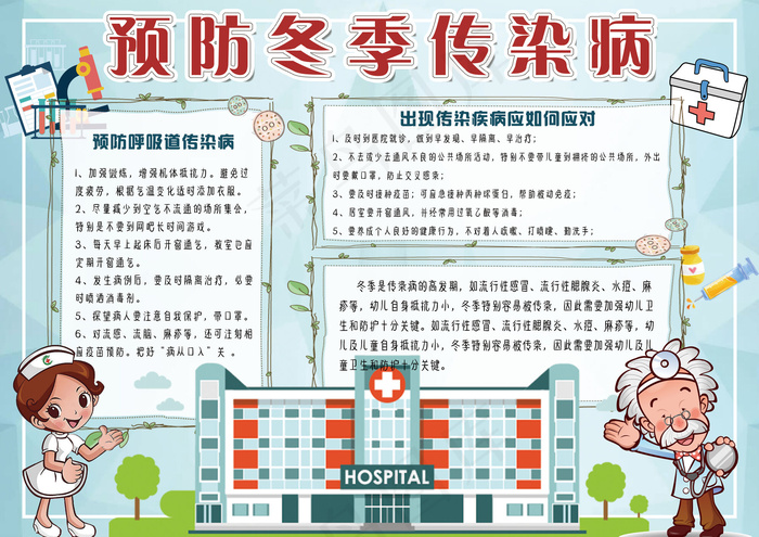 学生预防冬季传染病手抄报模板