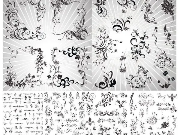 时尚的花纹元素矢量素材eps,ai矢量模版下载