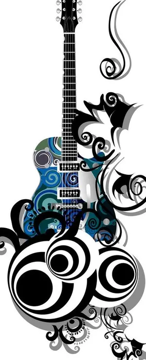 吉他花纹背景图片 吉他花纹背景图片