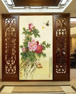 花开富贵玄关背景墙 花开富贵玄关背景墙